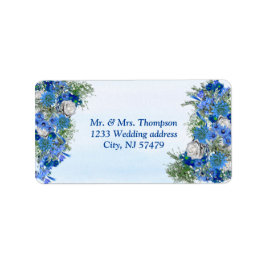 Geometrisch - Goud-Navy Blue Flower Bouquet Etiket