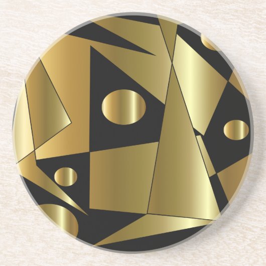 Geometrisch goud op zwart Onderzetter (Voorkant)