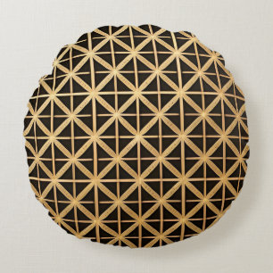 Geometrisch Goud Paneel Rond Kussen