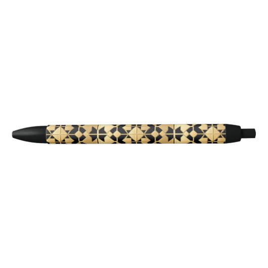 Geometrisch Goud Paneel Zwarte Inkt Pen (Voorkant)