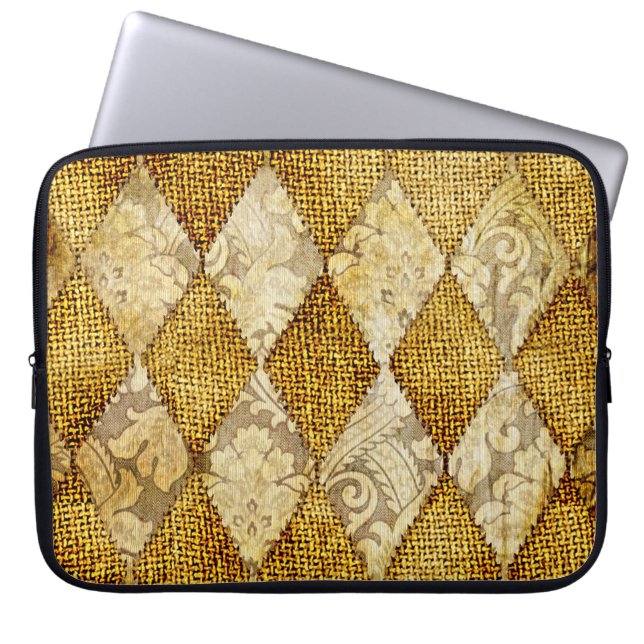 Geometrisch goud: Retro Patroon verfijning. Laptop Sleeve (Voorkant)