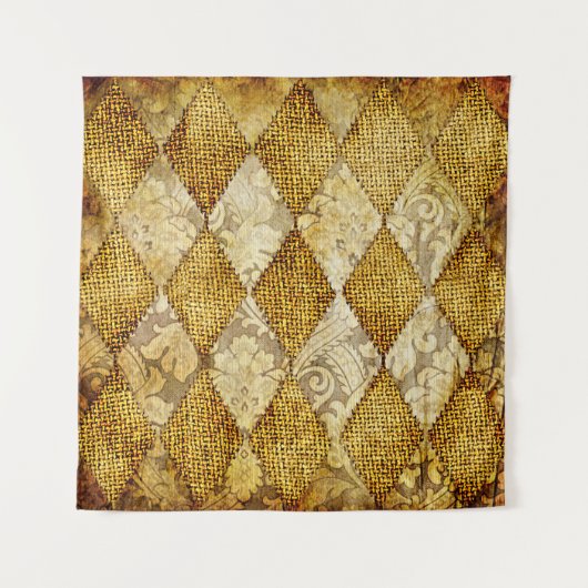 Geometrisch goud: Retro Patroon verfijning. Wandkleed (Voorkant)