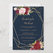 Geometrisch goud & rood tropisch vrijgezellenweeke kaart (Voorkant)