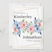 Geometrisch goud roze marineblauwe mint bloemen Hu Kaart (Voorkant)