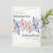 Geometrisch goud roze marineblauwe mint bloemen Hu Kaart (Staand voorkant)