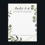 Geometrisch Goud Tropical Wedding Bucket List Kaar Briefkaart<br><div class="desc">Deze geometrische gouden tropische trouwemmerlijstkaarten zijn de perfecte activiteit voor een eenvoudige huwelijksreceptie of vrijgezellenfeest. Het ontwerp is voorzien van handgeschilderde mooie groene bladeren,  die een gouden geometrisch lijst versieren. Verander de formulering om aan te passen aan elke levensevenement. Bucket list teken wordt apart verkocht.</div>