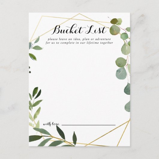 Geometrisch Goud Tropical Wedding Bucket List Kaar Briefkaart (Voorkant)