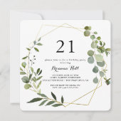 Geometrisch Goud Tropisch Groen 21e Verjaardagsfee Kaart (Voorkant)