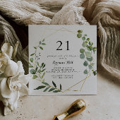 Geometrisch Goud Tropisch Groen 21e Verjaardagsfee Kaart