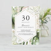 Geometrisch Goud Tropisch Groen 30e Verjaardagsfee Kaart (Staand voorkant)