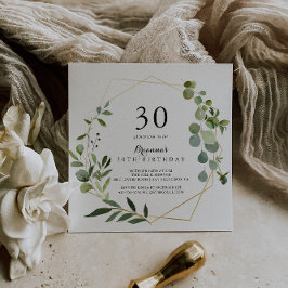 Geometrisch Goud Tropisch Groen 30e Verjaardagsfee Kaart
