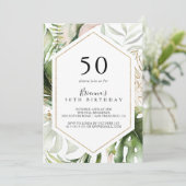 Geometrisch Goud Tropisch Groen 50ste Verjaardagsf Kaart (Staand voorkant)
