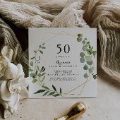Geometrisch Goud Tropisch Groen 50ste Verjaardagsf Kaart