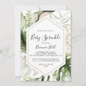 Geometrisch Goud Tropisch groen Baby Sprinkle Kaart (Voorkant)