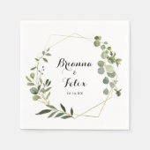 Geometrisch Goud Tropisch Groen Bruiloft Servet (Voorkant)