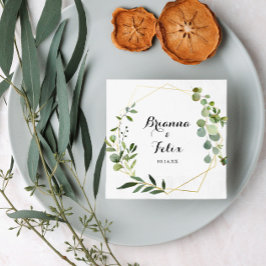 Geometrisch Goud Tropisch Groen Bruiloft Servet