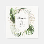 Geometrisch Goud Tropisch groen Bruiloft Servet (Voorkant)