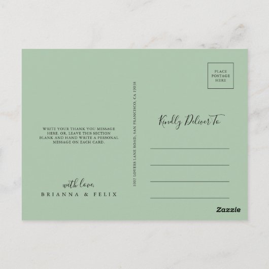 Geometrisch goud Tropisch groen dank u Briefkaart (Achterkant)