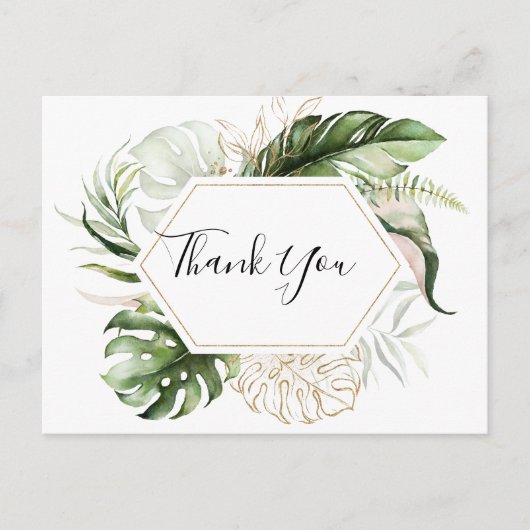 Geometrisch goud Tropisch groen dank u Briefkaart (Voorkant)