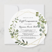 Geometrisch Goud Tropisch Groen Eerste Communie Kaart (Voorkant)