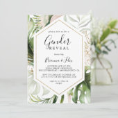 Geometrisch Goud Tropisch Groen Geslacht Onthullen Kaart (Staand voorkant)