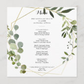 Geometrisch Goud Tropisch Groen Kalligrafie Diner Menu (Voorkant)