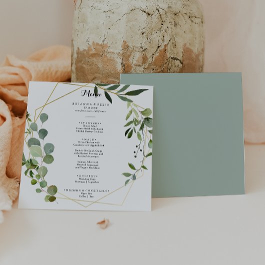 Geometrisch Goud Tropisch Groen Kalligrafie Diner Menu