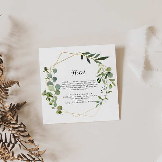 Geometrisch Goud Tropisch Groen Kalligrafie Hotel Informatiekaartje