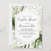 Geometrisch goud tropisch groen koppels douche kaart (Voorkant)