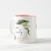 Geometrisch Goud Tropisch Groen Mevrouw Pas getrou Tweekleurige Koffiemok (Voorkant links)