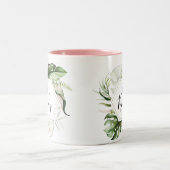 Geometrisch Goud Tropisch Groen Mevrouw Pas getrou Tweekleurige Koffiemok (Center)