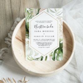 Geometrisch Goud Tropisch Groen Nuestra Boda Bruil Kaart