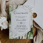 Geometrisch goud Tropisch groen Quinceañera Kaart
