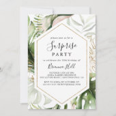 Geometrisch Goud Tropisch Groen Verrassingsfeest Kaart (Voorkant)