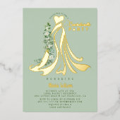 Geometrisch Goud Tropisch Groen Vrijgezellenfeest Folie Uitnodiging (Voorkant)