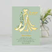 Geometrisch Goud Tropisch Groen Vrijgezellenfeest Folie Uitnodiging (Staand Voorkant)