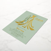 Geometrisch Goud Tropisch Groen Vrijgezellenfeest Folie Uitnodiging (Gedraaid)