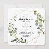 Geometrisch Goud Tropisch Groen Vrijgezellenfeest Kaart (Voorkant)