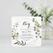 Geometrisch Goud Tropisch Het is een Jongen Baby s Kaart (Staand voorkant)