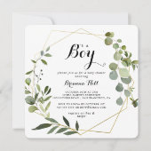 Geometrisch Goud Tropisch Het is een Jongen Baby s Kaart (Voorkant)