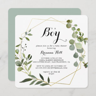 Geometrisch Goud Tropisch Het is een Jongen Baby s Kaart