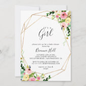 Geometrisch Goud Tropisch Het is een Meisje Baby s Kaart (Voorkant)