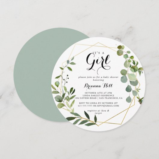 Geometrisch Goud Tropisch Het is een Meisje Baby s Kaart (Voorkant / Achterkant)