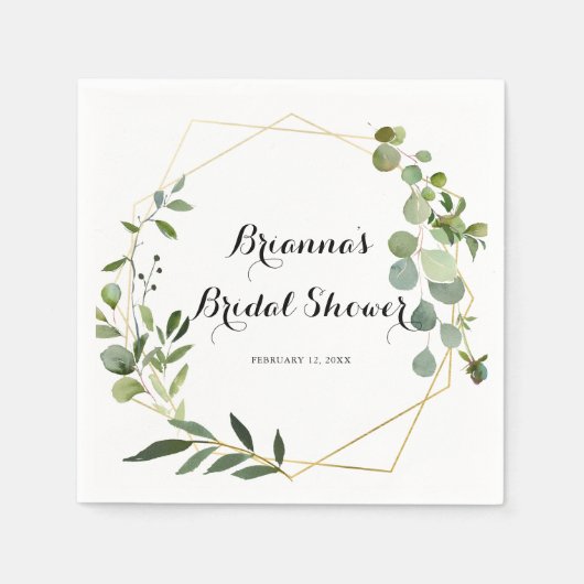 Geometrisch Goud Tropisch Kalligrafie Vrijgezellen Servet (Voorkant)