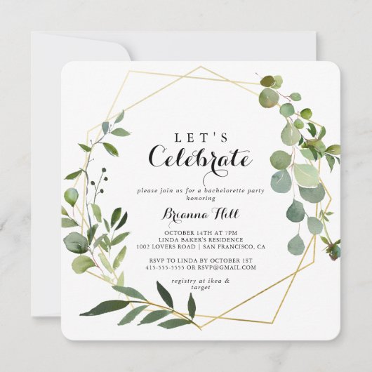 Geometrisch Goud Tropisch Laten we feest vieren Kaart (Voorkant)