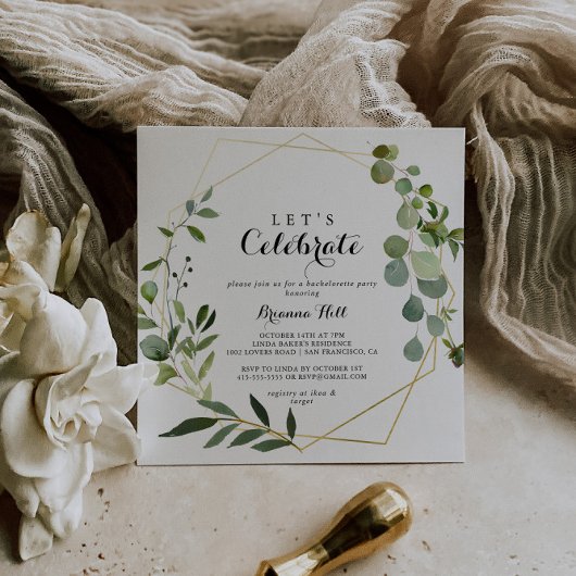 Geometrisch Goud Tropisch Laten we feest vieren Kaart