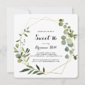 Geometrisch Goud Tropisch Lief 16 Verjaardagsfeest Kaart (Voorkant)