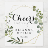 Geometrisch Goud Tropisch Proost Bruiloft Wijn Lab Wijn Etiket (Enkel label)