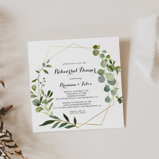 Geometrisch goud tropisch repetitie diner kaart