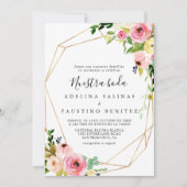 Geometrisch Goud Tropische Herfst Nuestra Boda Bru Kaart (Voorkant)